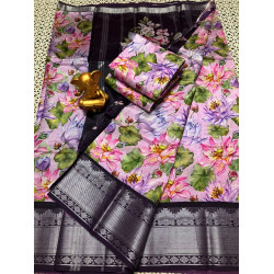 Weavers Silk Mangalagiri Pattu Saree – Kanchi Border Digital Print Edition Weavers Silk Mangalagiri Pattu Saree – Kanchi Border Digital Print Edition