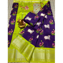 Weavers Silk Mangalagiri Pattu Saree – Kanchi Border Digital Print Edition Weavers Silk Mangalagiri Pattu Saree – Kanchi Border Digital Print Edition