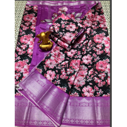 Weavers Silk Mangalagiri Pattu Saree – Kanchi Border Digital Print Edition Weavers Silk Mangalagiri Pattu Saree – Kanchi Border Digital Print Edition