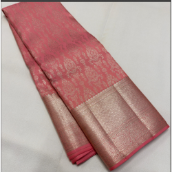 Kanjivaram Pure Silk Handloom Saree – Bridal Edition (1G) Crafted with double warp pure silk, this exquisite handloom saree features a self-design with a grand pallu and matching blouse, making it a regal choice for bridal wear.