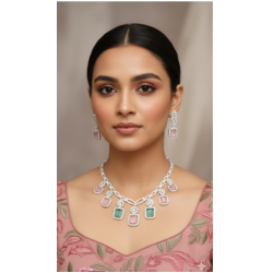 Gold Plated Ad Stone Studded Handcrafted Jewelry Set-11242027-A