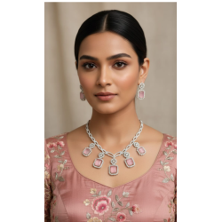 Gold Plated Ad Stone Studded Handcrafted Jewelry Set-11242027-B