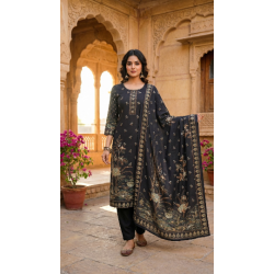 Party wear Readymade Crepe Fabric Kurti, Pant, Dupatta Set -JN-1119-G