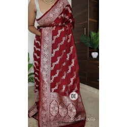 Pure Banarasi Satin Silk Saree with Intricate Zari Work 
