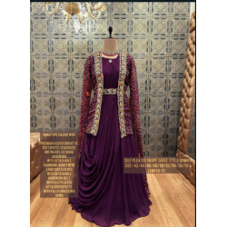 A beautiful party wear self pleated drape saree style readymade gown  for all size womens-SK-80023
