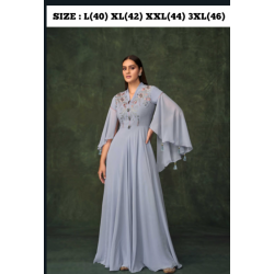  New Collection of  Long georette gown with embroidery work  in pleated design-SK-GN48