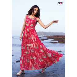 SKU bringing you a beautiful print work in long gown in rayon fabric with beautiful floral patterns -W-004