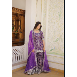 Vistara lifestyle presenting a ready to wear palazzo suit with embroidery and foil work -VS28902